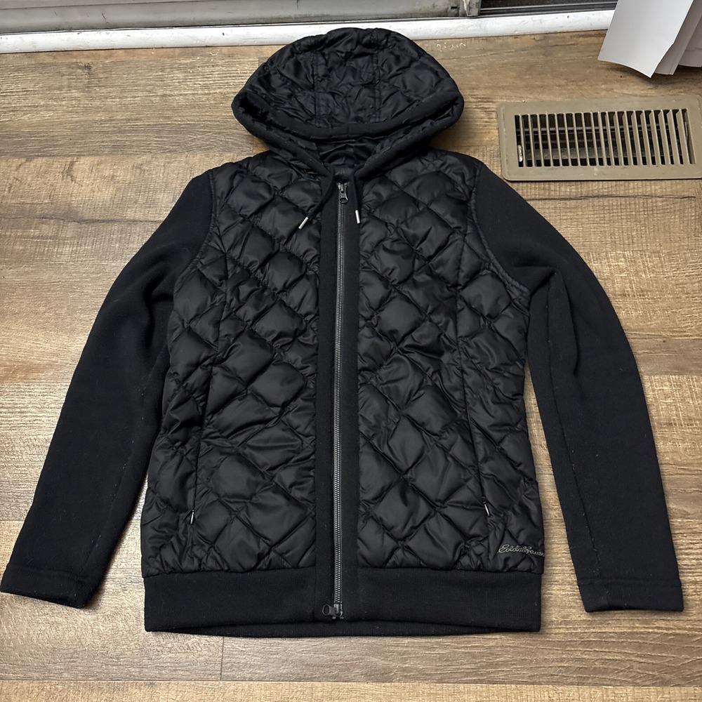 Eddie Bauer EB Originals Womens Goose Down Diamond Quilted Puffer Jacket Black M
